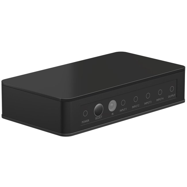 Goobay HDMI schakelaar 4 naar 1 met afstandsbediening - HDMI2.0 (4K 60Hz + HDR) / zwart