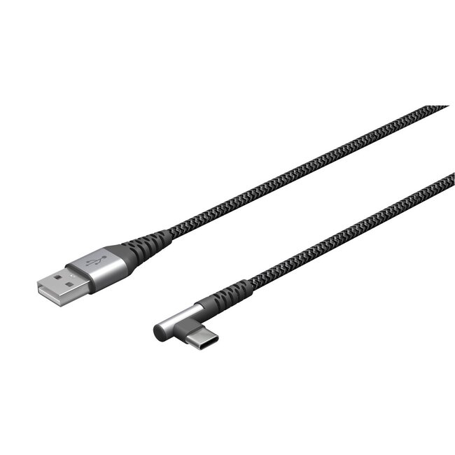 Goobay USB-C haaks (links/rechts) naar USB-A kabel - USB2.0 - tot 3A / nylon - 0,50 meter