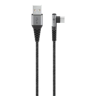 Goobay Goobay USB-C haaks (links/rechts) naar USB-A kabel - USB2.0 - tot 3A / nylon - 1 meter