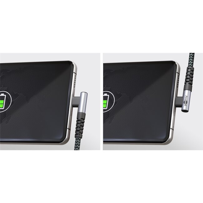 Goobay USB-C haaks (links/rechts) naar USB-A kabel - USB2.0 - tot 3A / nylon - 2 meter