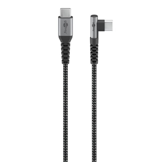 Goobay USB-C naar USB-C haaks (links/rechts) kabel - USB2.0 - tot 60W / nylon - 1 meter