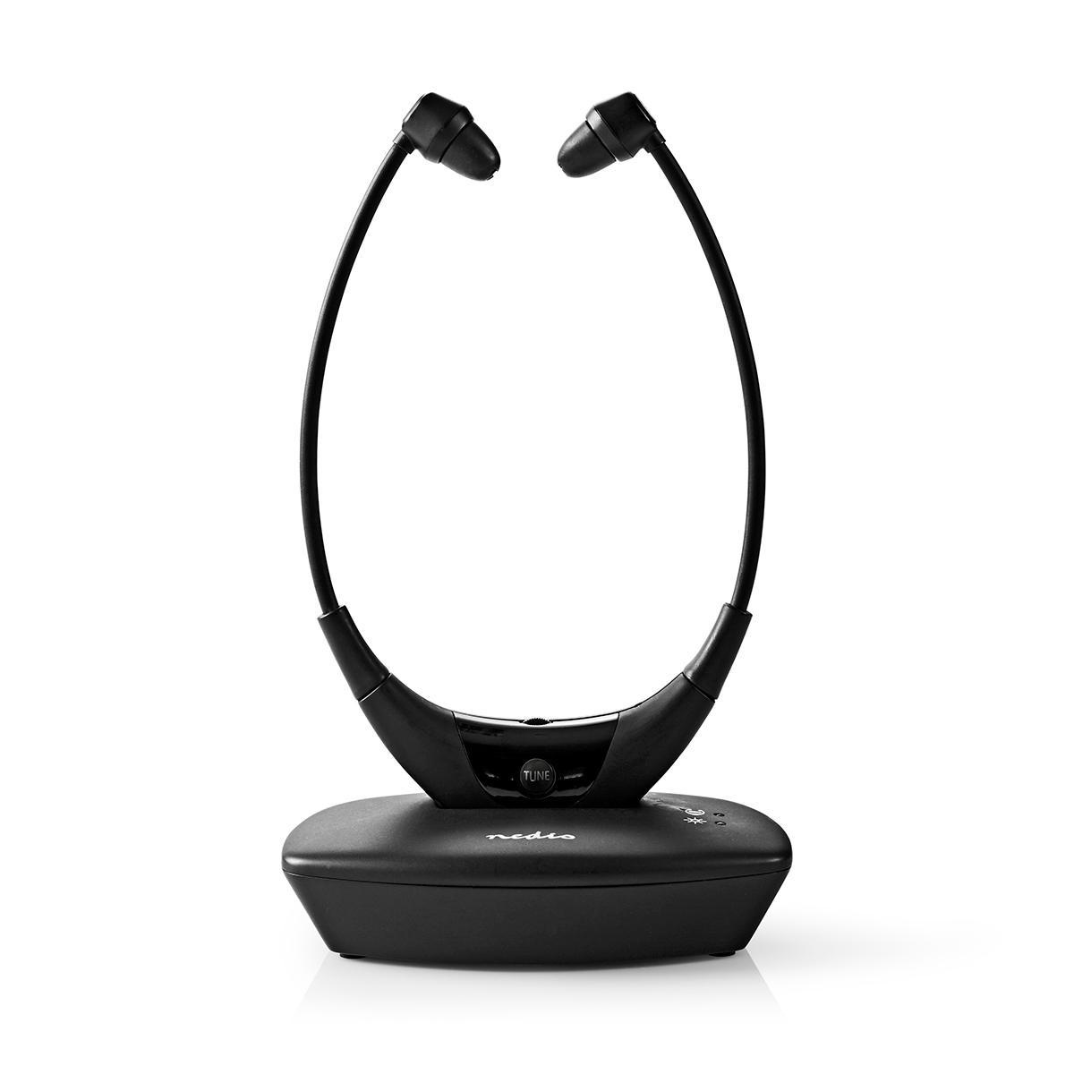 Nedis Draadloze TV-Koptelefoon | RF | In-Ear | Maximale batterijduur: 4.5 hrs | 35 m | Digitale Audio | Laadstation | Balanscontrole | Zwart