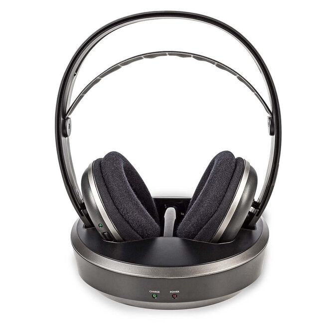 Nedis draadloze stereo over-ear RF hoofdtelefoon met oplaadstation / zwart