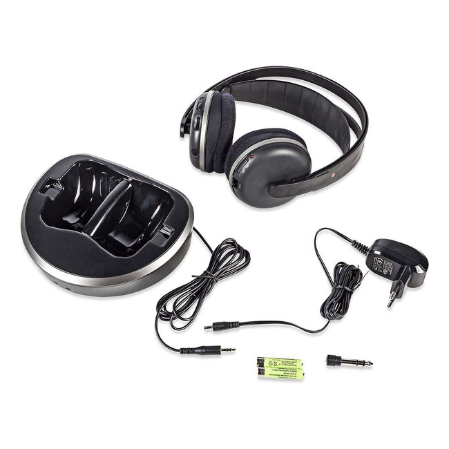 Nedis draadloze stereo over-ear RF hoofdtelefoon met oplaadstation / zwart