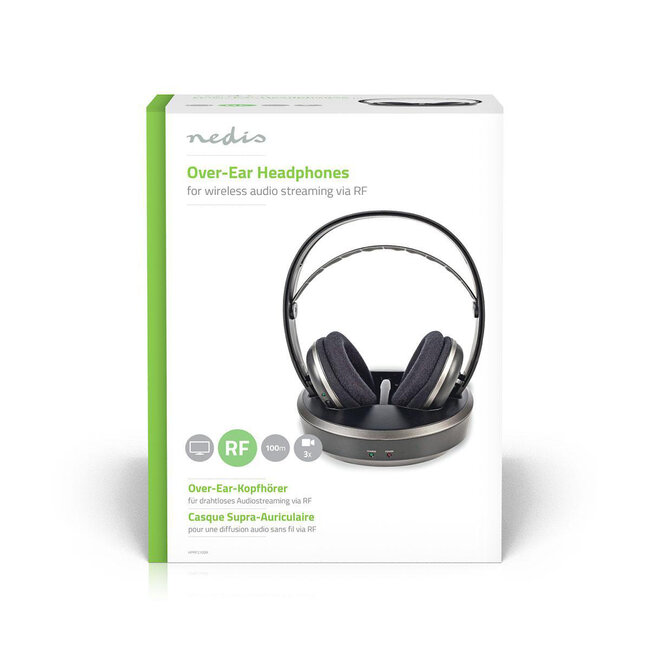 Nedis draadloze stereo over-ear RF hoofdtelefoon met oplaadstation / zwart