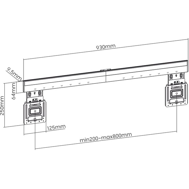 My Wall Micro Gap Ultra Slim muurbeugel voor schermen tot 100 inch / vast
