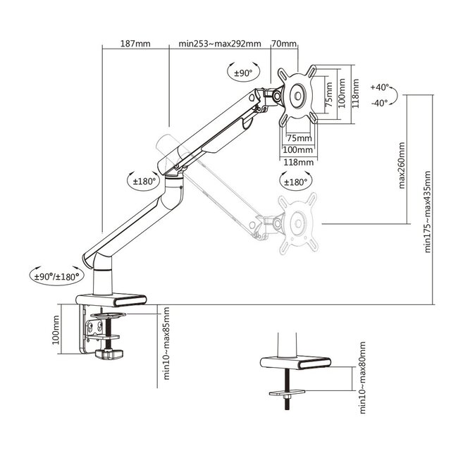 My Wall bureaubeugel voor monitoren tot 32 inch / interactief / zwart/zilver
