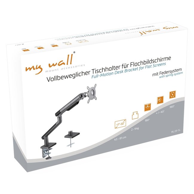 My Wall bureaubeugel voor monitoren tot 32 inch / interactief / zwart/zilver
