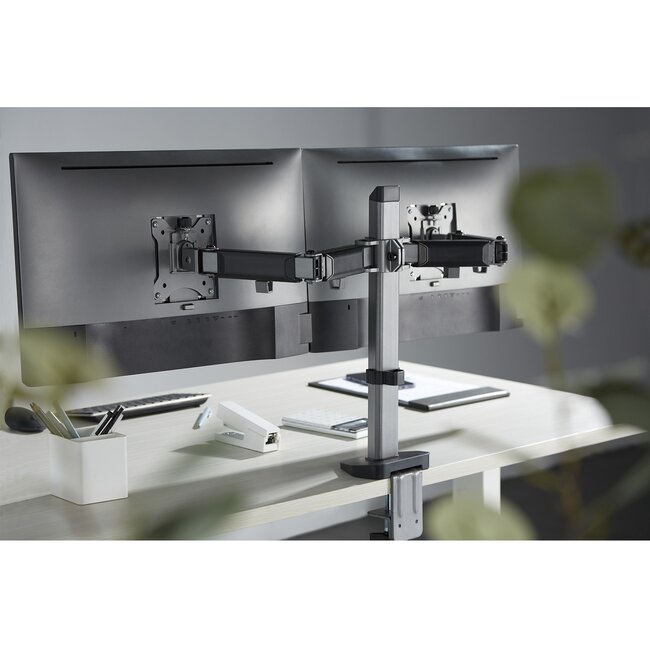 My Wall bureaubeugel voor 2 monitoren tot 32 inch / full motion / zwart/zilver