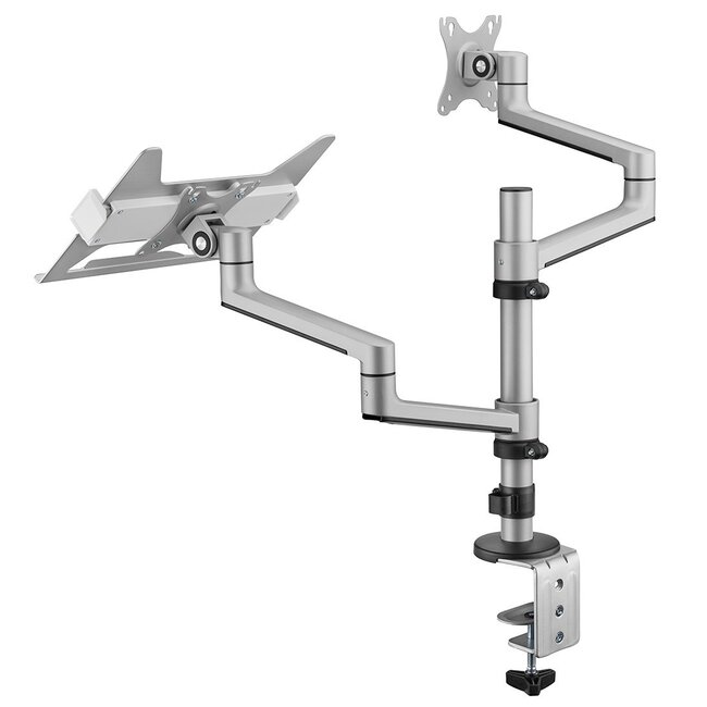 My Wall bureaubeugel voor monitoren tot 32 inch en notebooks tot 17,3 inch / full motion / zilver