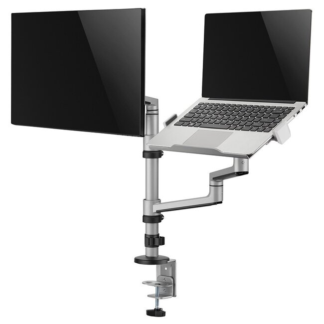 My Wall bureaubeugel voor monitoren tot 32 inch en notebooks tot 17,3 inch / full motion / zilver