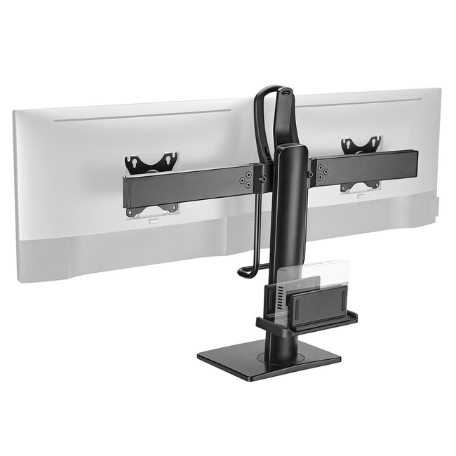 My Wall bureaustandaard voor 2 monitoren tot 27 inch en Mini PC - crossbar / full motion met veersysteem / zwart