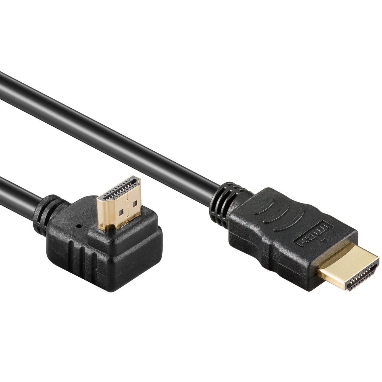 HDMI 2.0 Kabel - 4K 60Hz - 1 kant haaks omhoog - Verguld - 2 meter - Zwart