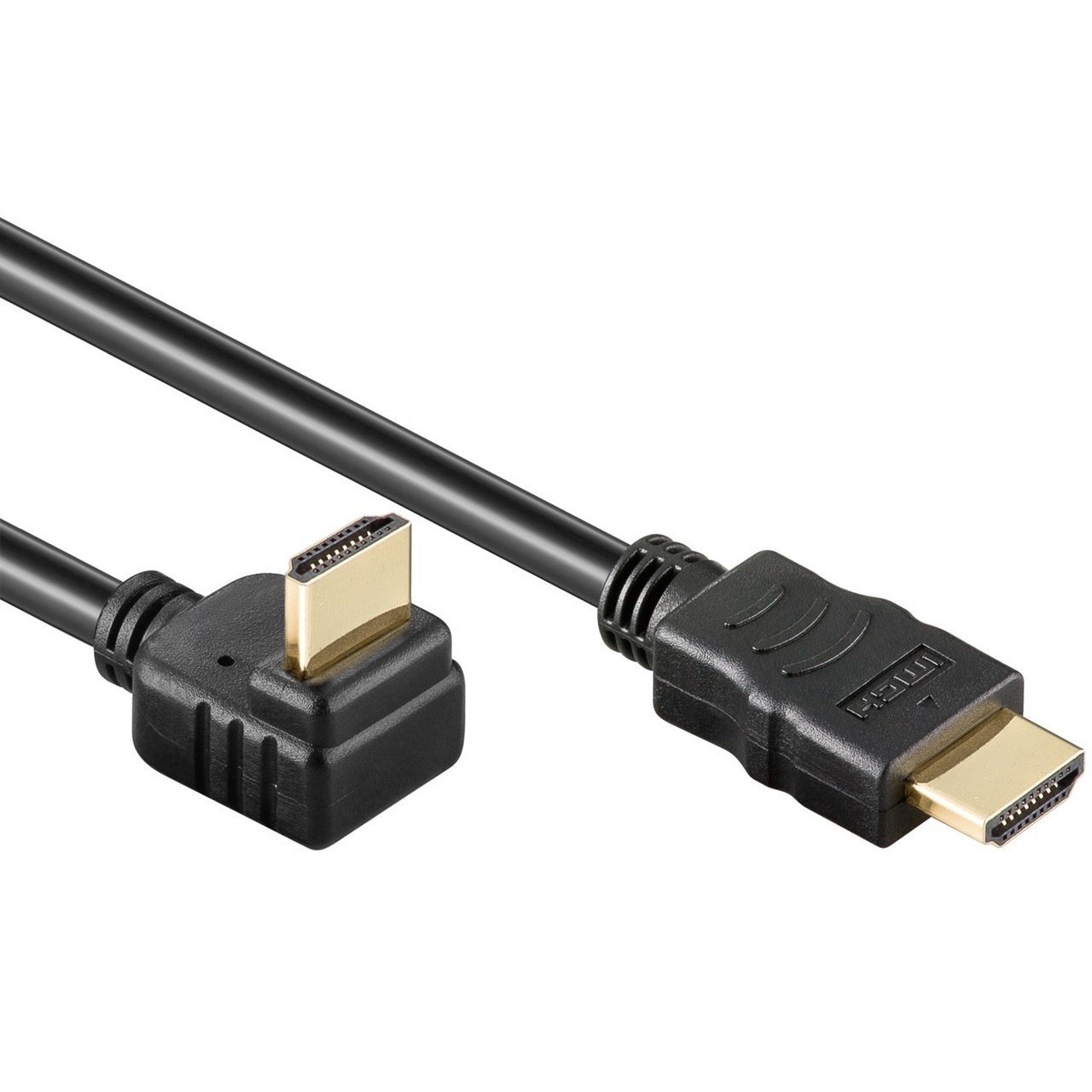 HDMI 2.0 Kabel - 4K 60Hz - 1 kant haaks omlaag - Verguld - 1,5 meter - Zwart