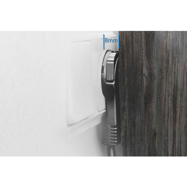 Stekkerdoos met 5 contacten, schakelaar en magneetbevestiging / zwart - 2 meter