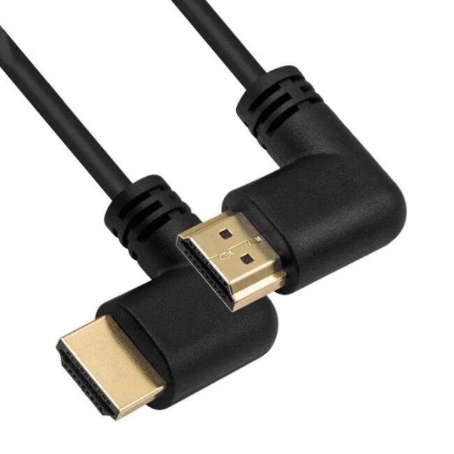 HDMI kabel - 90° haakse connectoren (links/rechts) - HDMI2.0 (4K 60Hz + HDR) - 1 meter