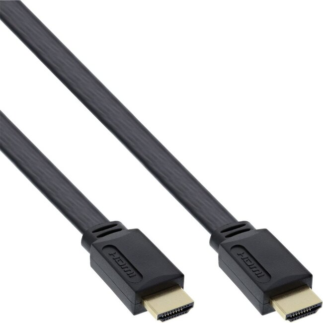 Platte HDMI kabel - HDMI2.0 (4K 60Hz + HDR) - CCS aders / zwart - 5 meter