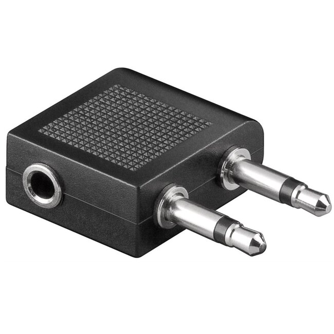 3,5mm Jack stereo audio vliegtuigadapter - haaks / zwart