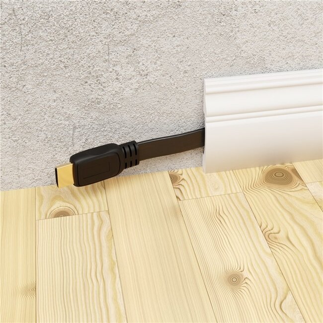 Platte HDMI kabel - HDMI2.0 (4K 60Hz + HDR) - CCS aders / zwart - 1 meter