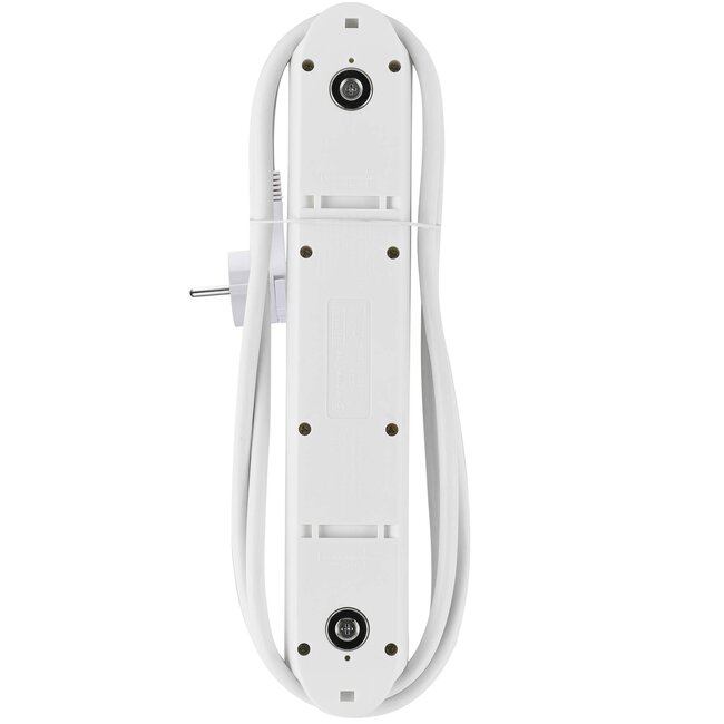 Stekkerdoos met 5 contacten, schakelaar en magneetbevestiging / wit - 3 meter