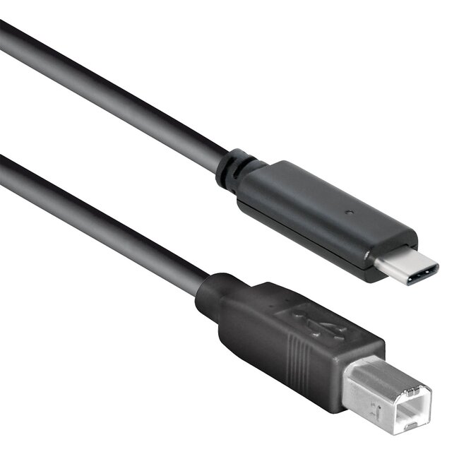 USB-C naar USB-B kabel - USB2.0 - tot 2A / zwart - 1,8 meter