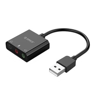 Orico Orico USB-A - 3x 3,5mm Jack OMTP headset audio adapter / zwart - 0,10 meter