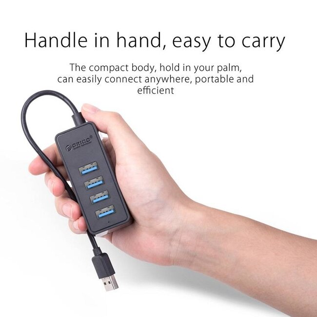 Orico USB hub met 4 poorten - USB3.0 - busgevoed / zwart - 1 meter