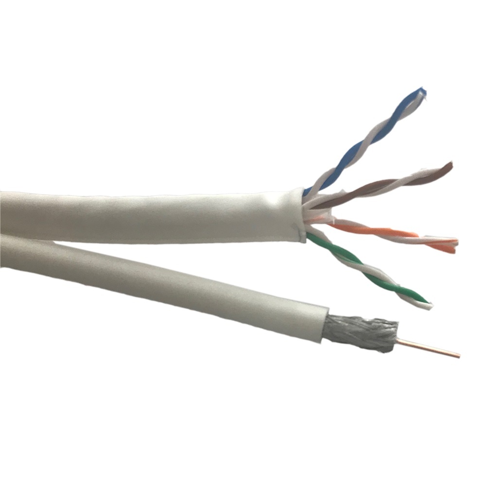 Technetix CAT6 UTP / COAX-18 4G/LTE proof combinatiekabel op haspel voor binnen / wit - 100 meter