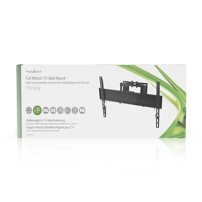Nedis close-to-wall muurbeugel voor schermen tot 80 inch / full motion (3 draaipunten)