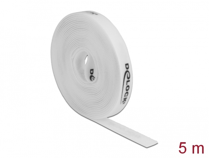 Delock Hook-and-loop tape on roll L 5 m x W 15 mm white |