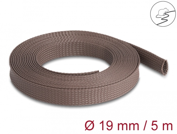 Delock Braided Sleeve rodent resistant stretchable 5 m x 19 mm brown |