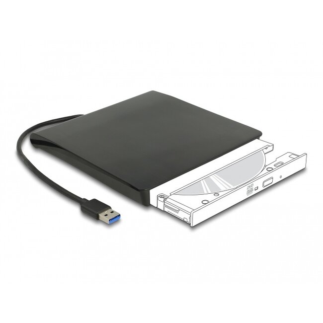 Delock External Enclosure for 5.25? Slim SATA Drives 12.7 mm to SuperSpeed USB 5 Gbps Type-A male