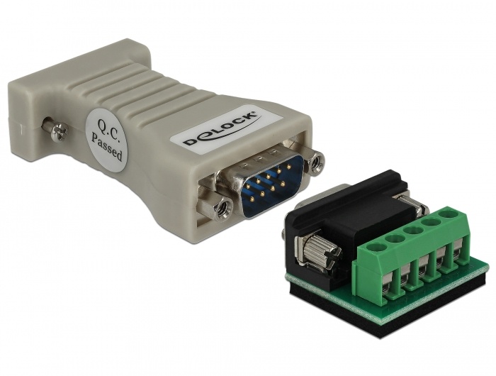 Delock Converter 1 x Serial RS-232 DB9 female to 1 x Serial RS-422/485 DB9 male with ESD protection 15 kV |