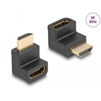 DeLOCK Delock High Speed HDMI with Ethernet Adapter Stecker zu Buchse gewinkelt 8K 60 Hz schwarz