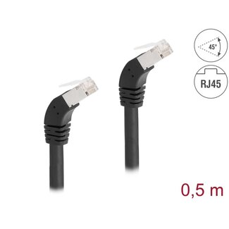 DeLOCK Delock RJ45 Network Cable Cat.6A S/FTP 45° downwards angled 0.5 m black