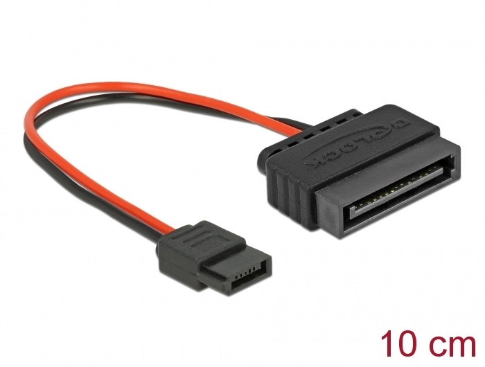 DeLOCK 84873 SATA voedingskabel 15p/Slim SATA 6p Intern 0.1m Zwart, Rood