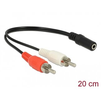 Delock Audio Cable 2 x RCA male to 1 x 3.5 mm 3 pin Stereo Jack 20 cm
