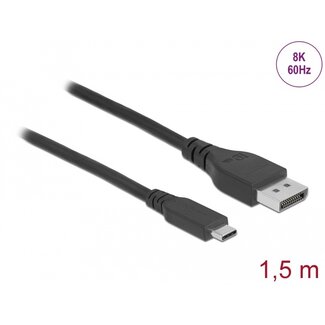Delock Bidirectional USB Type-C™ to DisplayPort Cable (DP Alt Mode) 8K 60 Hz 1.5 m DP 8K certified