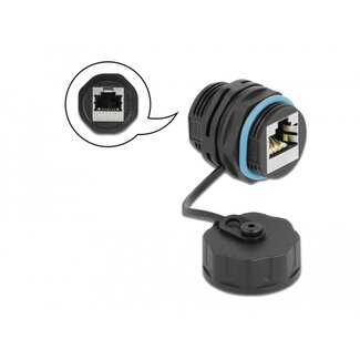 DeLOCK Delock Cable Connector RJ45 jack to RJ45 jack Cat.6A with protective cap waterproof