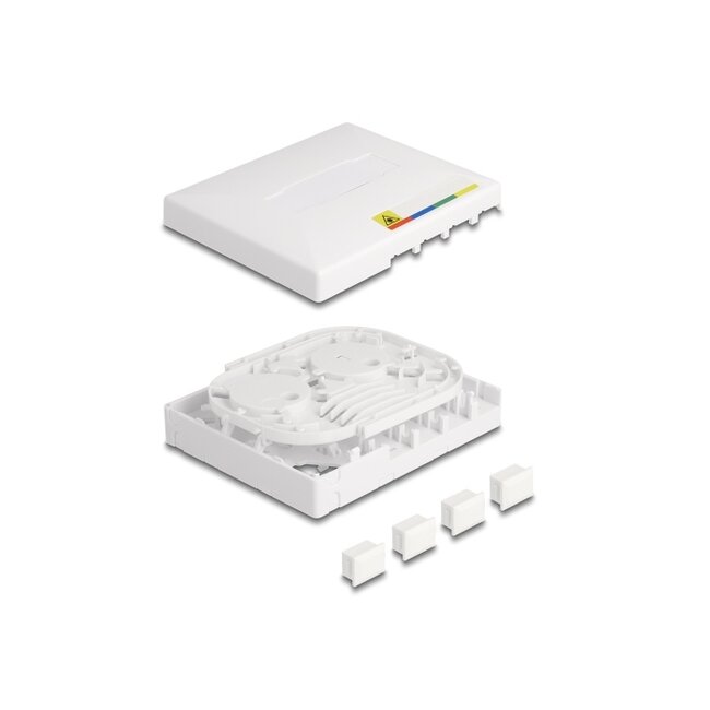 Delock Optical Fiber Connection Box FTTH for wall mounting for 4 x SC Simplex or LC Duplex white