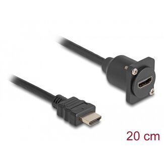 Delock D-Type HDMI cable male to female black 20 cm