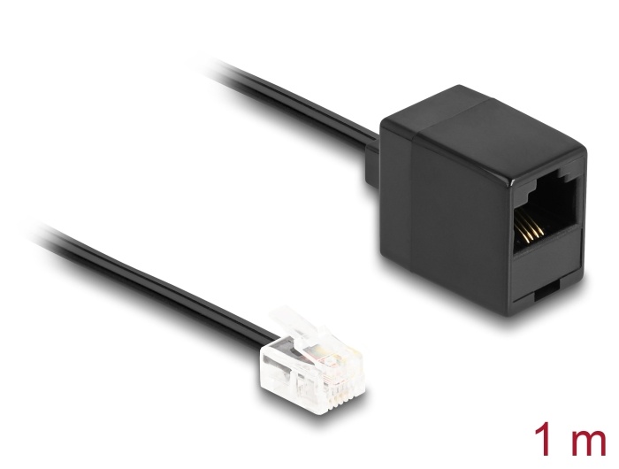 Delock Telephone Cable RJ11 plug to RJ45 jack black 1 m |