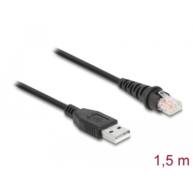 Delock RJ50 to USB 2.0 Type-A Barcode Scanner Cable 1.5 m