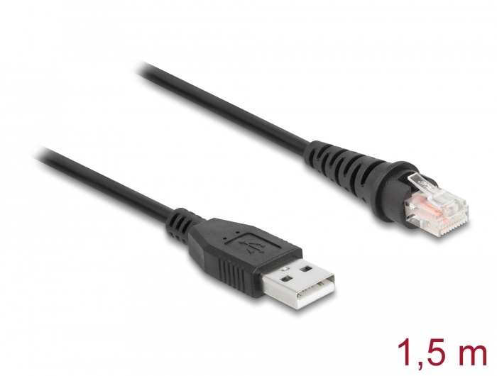 Delock RJ50 to USB 2.0 Type-A Barcode Scanner Cable 1.5 m |