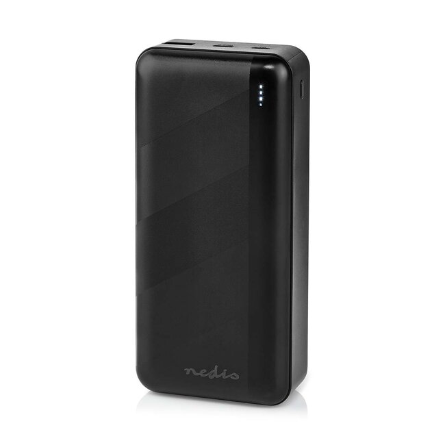 Nedis Powerbank Fast Charge met 1x USB-A en 1x USB-C (max. 3A) - 30.000 mAh / zwart