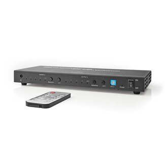 Nedis Nedis HDMI matrix schakelaar 4 naar 2 met audio extractor en ARC converter - HDMI2.0 (4K 60Hz + HDR) / zwart