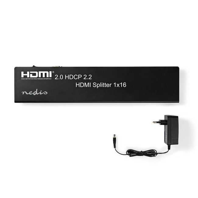 Nedis HDMI splitter 1 naar 16 met EDID - HDMI2.0 (4K 60Hz + HDR) / zwart