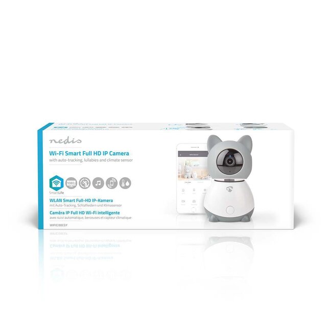 Nedis SmartLife Wi-Fi IP camera met klimaatsensor voor binnen / draaien en kantelen / HD 1080p