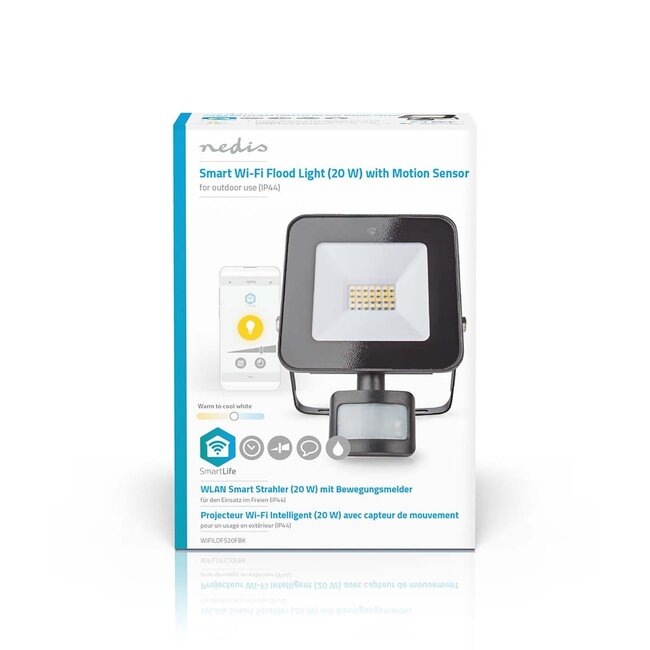 Nedis SmartLife Wi-Fi dimbare schijnwerper met bewegingssensor voor buiten / zwart