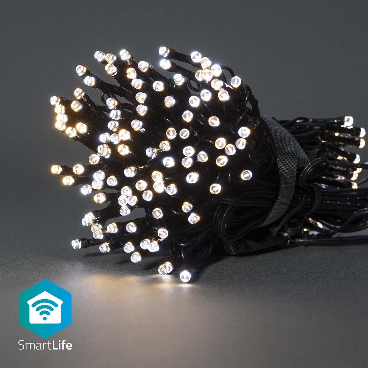 Slimme Wifi LED Lichtsnoer - Warm tot koel Wit - 20 meter - 200 LED's - IP65 - Zwart